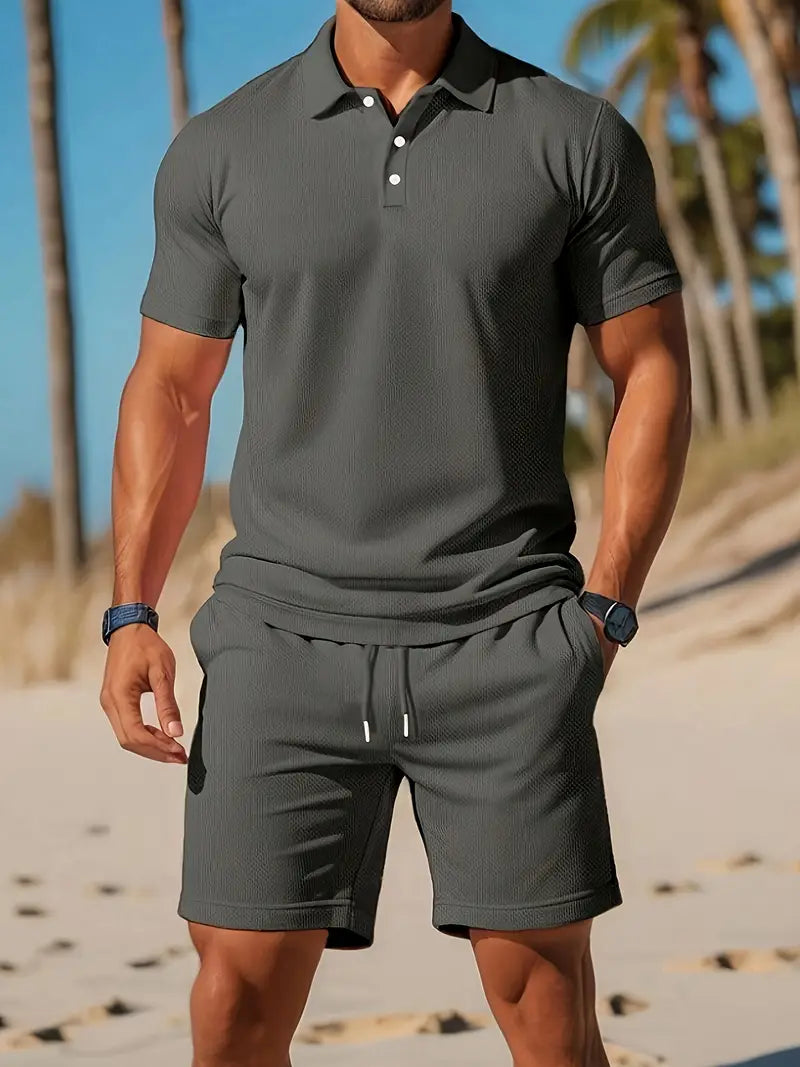 Mark Polo Hombre Conjunto – Camiseta Lisa Elástica, Transpirable Deportivo Casual
