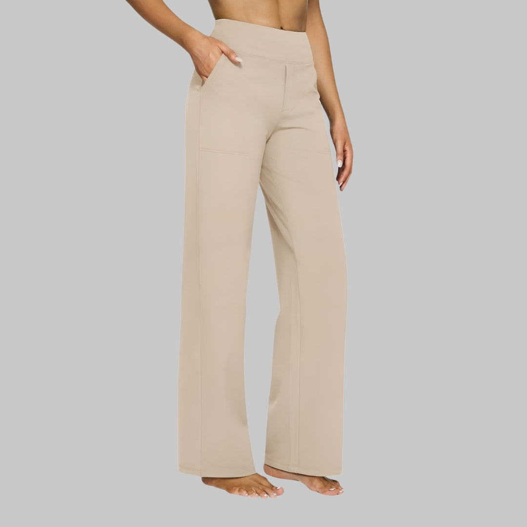 Gladys Pantalon Femme Extensible – Taille Haute, Poches, Confortable Décontracté Respirant
