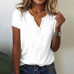Evalynn Blouse Femme – Col V, Coupe Ample & Tissu Léger Estival