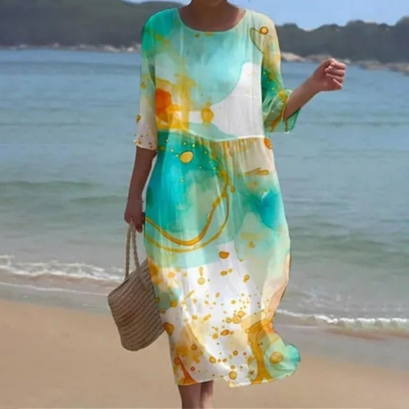 Vestido Floral Sunset para Mujer – Vestido de Verano de Algodón Ligero, Corte Cómodo Chic
