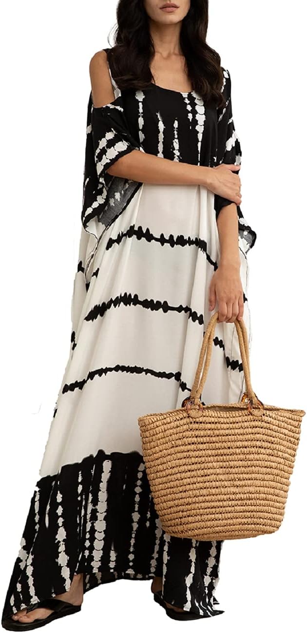 Layla Caftan de Plage Femme – Robe Caftan Longue Bohème Oversize d'Été
