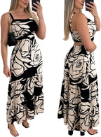 Giulia Abito Maxi Boho Donna – Scollo Quadrato, Cut-Out, Floreale A-Line Estivo