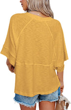 Elena T-shirt Femme d'Été – Manches Chauve-Souris, Col Rond, Oversize Décontracté
