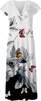 Valeria Robe Élégante pour Femme – Robe Longue Florale avec Col en V et Corset