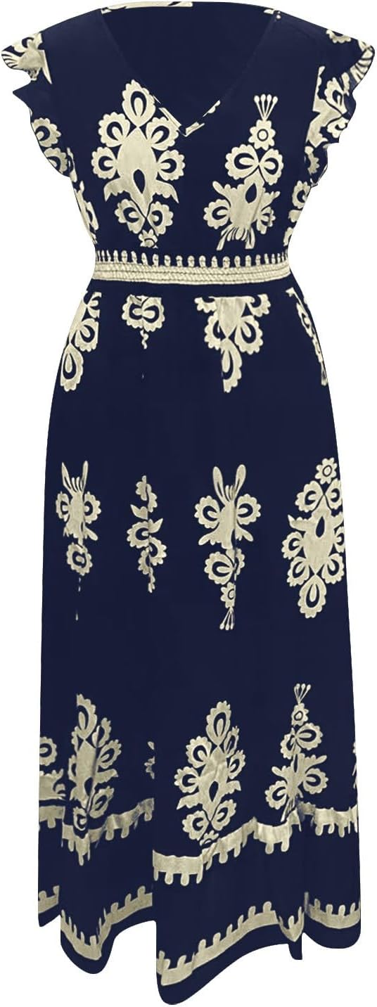 Giulia Vestito Maxi Boho da Donna – Abito Estivo Floreale Casual da Spiaggia
