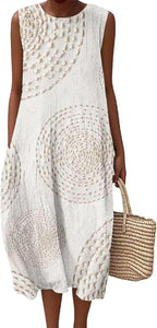 Aurora Robe Maxi en Lin pour Femme – Robe d'Été Sans Manches avec Poches
