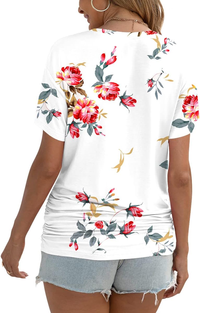 Valeria Pull Femme – Col en V, Fronces Latérales, Tunique Casual Élégante