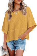 Elena T-shirt Femme d'Été – Manches Chauve-Souris, Col Rond, Oversize Décontracté