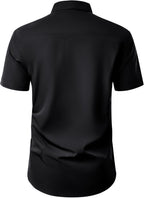 Wilfrits Chemise élégante pour homme – Chemise d'été anti-froissement à manches courtes avec poche poitrine