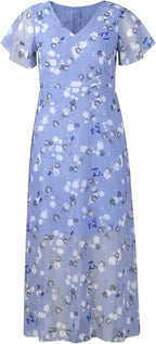 Giulia Robe Femme Maxi Florale – Col en V, Manches Volantées Bohème Élégante d'Été