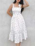 Jaimee Robe Femme Maxi Florale – Bretelles Réglables, Smock, Coupe Évasée d'Été