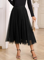 Gonna Cassy Donna – Gonna Midi in Tulle Elegante a Vita Alta