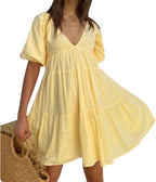 Haily Robe de Grossesse Mini – Col en V, Dentelle, Coupe A, Robe d'Été pour Femme Enceinte
