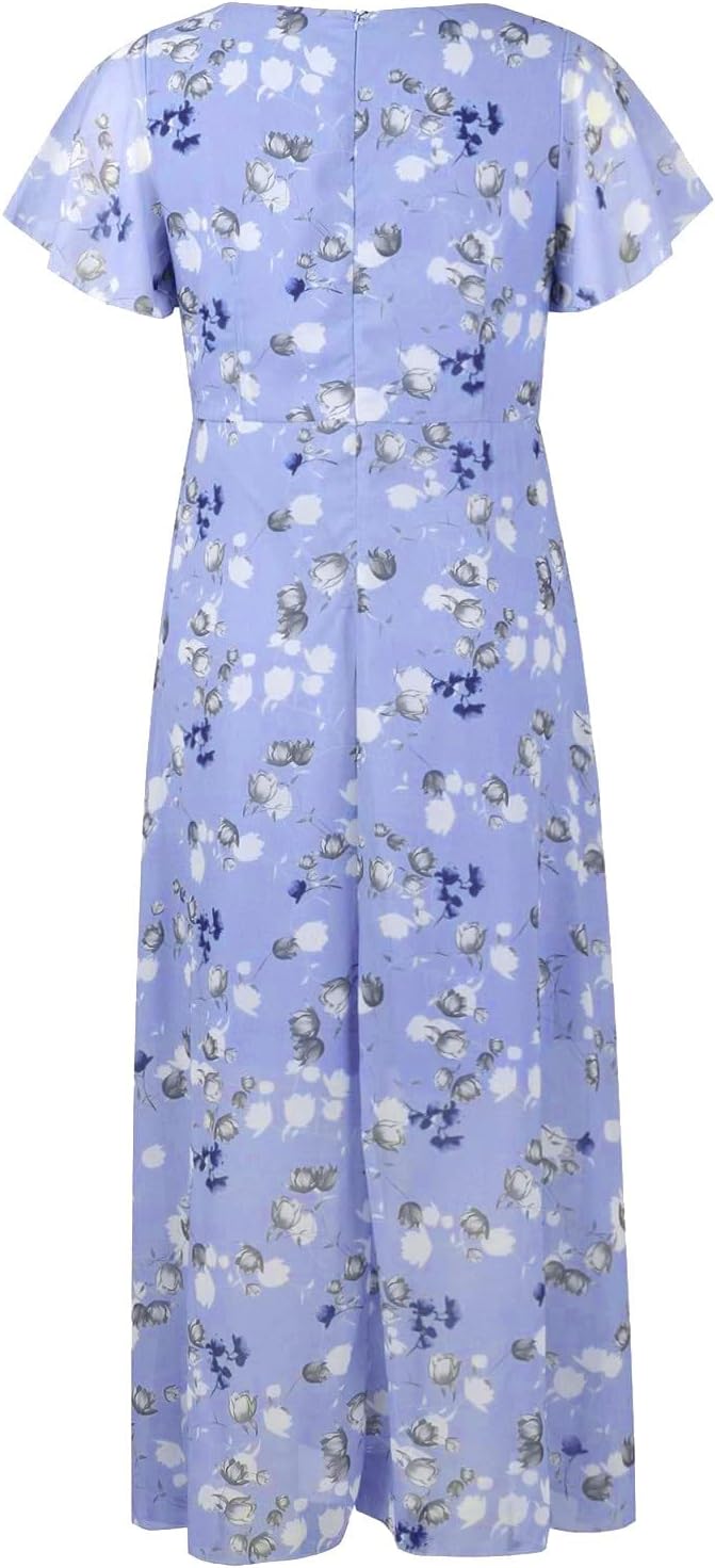 Giulia Robe Femme Maxi Florale – Col en V, Manches Volantées Bohème Élégante d'Été