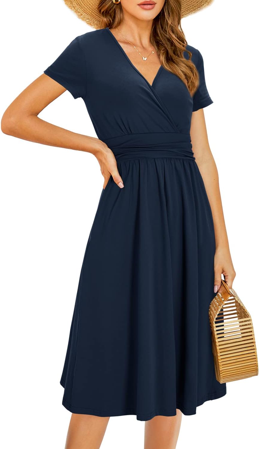 Elena Abito Midi Donna Floreale – Vestito Estivo con Scollo a V e Tasche