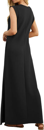 Charlotte Abito Maxi Donna – Vestito Elegante Senza Maniche con Spacco e Tasche