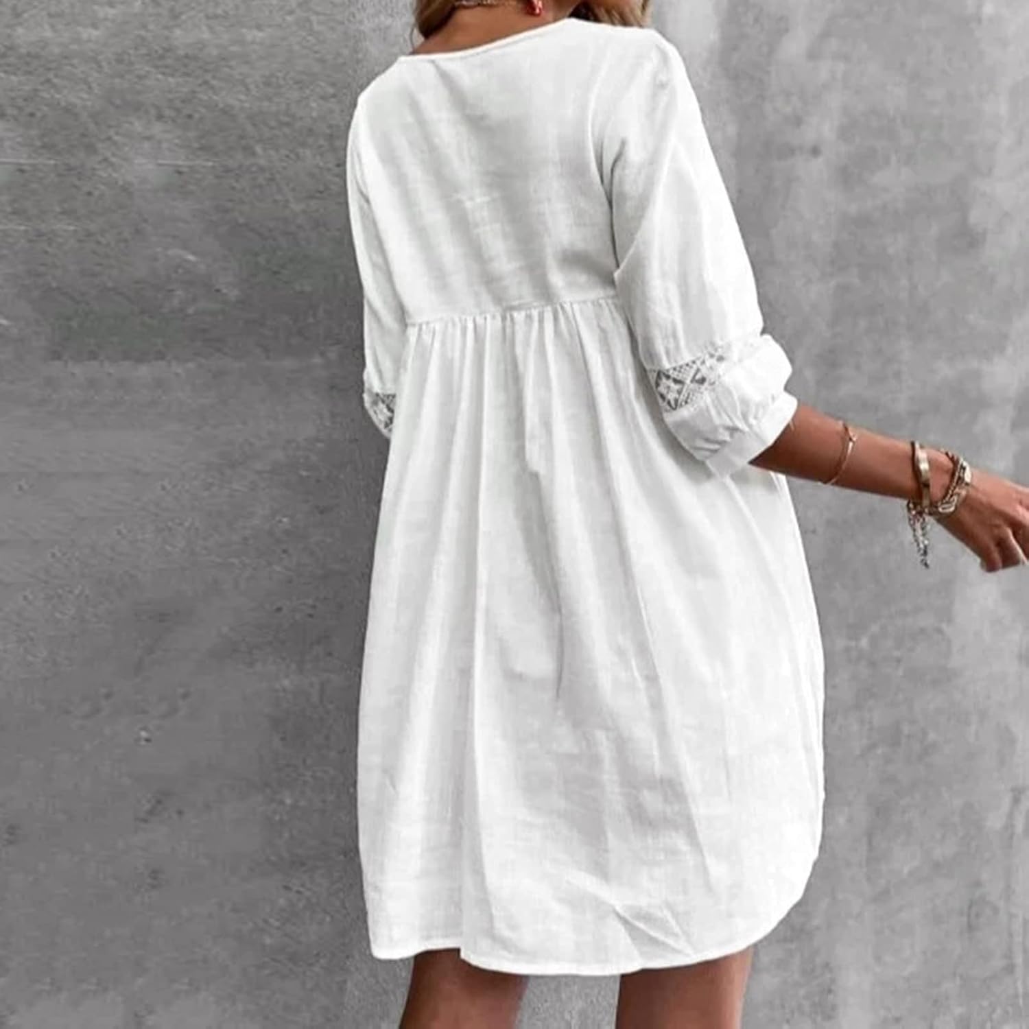 Clara Robe Midi d'Été pour Femme – Robe Élégante en Lin avec Plis Casual Chic