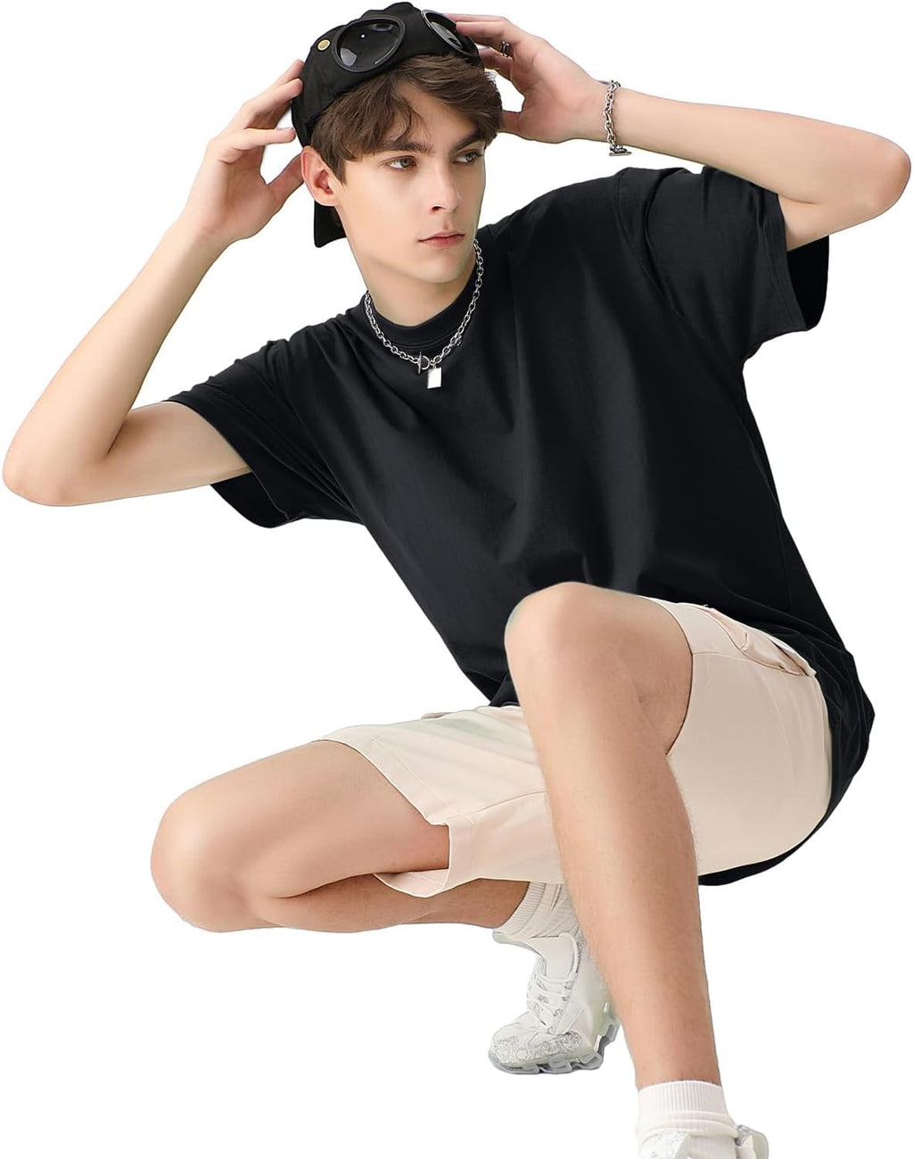 T-shirt oversize Luca pour homme – T-shirt unisexe en coton à manches courtes