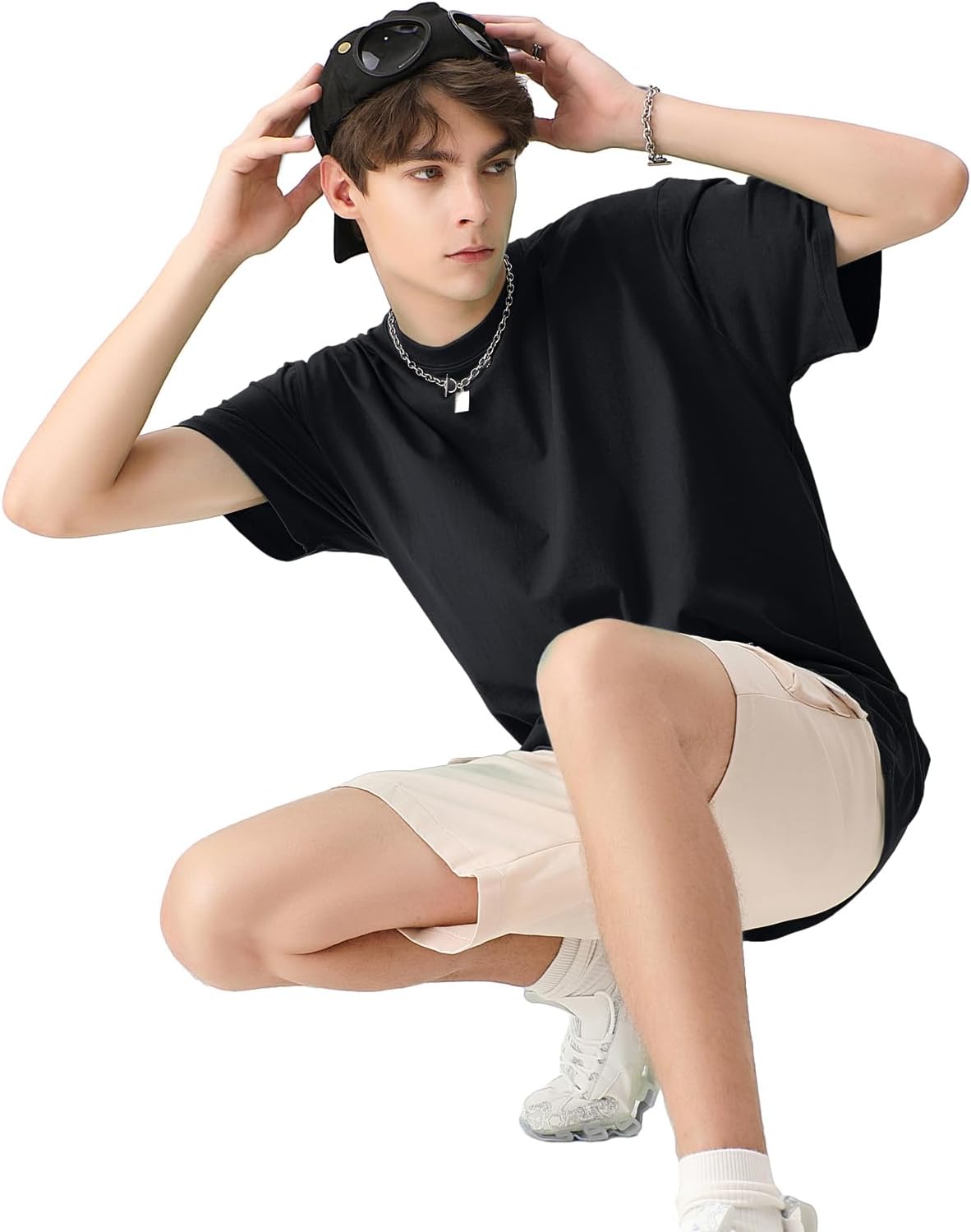 T-shirt oversize Luca pour homme – T-shirt unisexe en coton à manches courtes