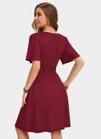 Aileen Abito Estivo Femme – Robe avec Col en V, Manches à Volants et Poches