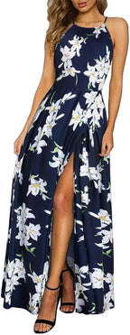 Valentina Robe Maxi Florale pour Femme – Robe Élégante Dos Nu d'Été pour la Plage