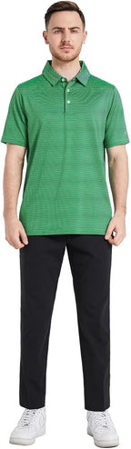 Polo de golf para hombre Alessio – Polo técnica Dry-Fit a rayas con protección UV