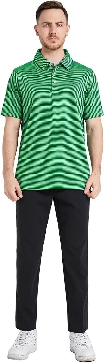Polo de golf para hombre Alessio – Polo técnica Dry-Fit a rayas con protección UV