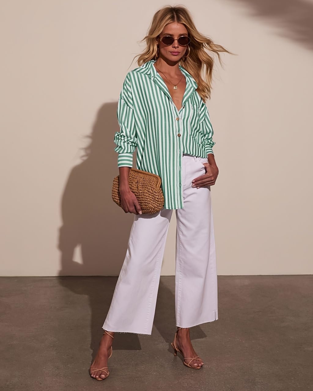 Sofia Chemise Femme – Blouse à Rayures Oversize, Boutons, Manches Longues Décontractée