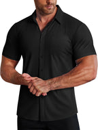 Chemise élastique pour homme Marco – Chemise business décontractée sans repassage à manches courtes