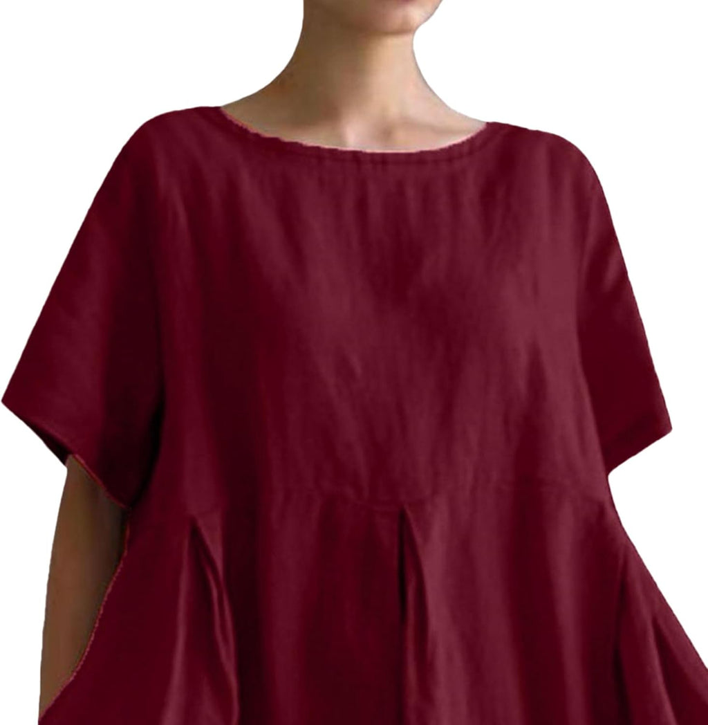 Giulia Vestito Maxi Estivo da Donna – Abito Casual in Cotone con Girocollo