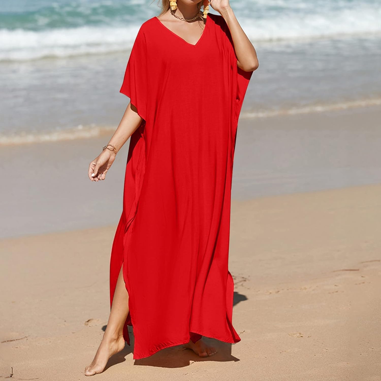 Soraia Robe de Plage Femme – Robe Bohème Plage, Paréo Long avec Franges