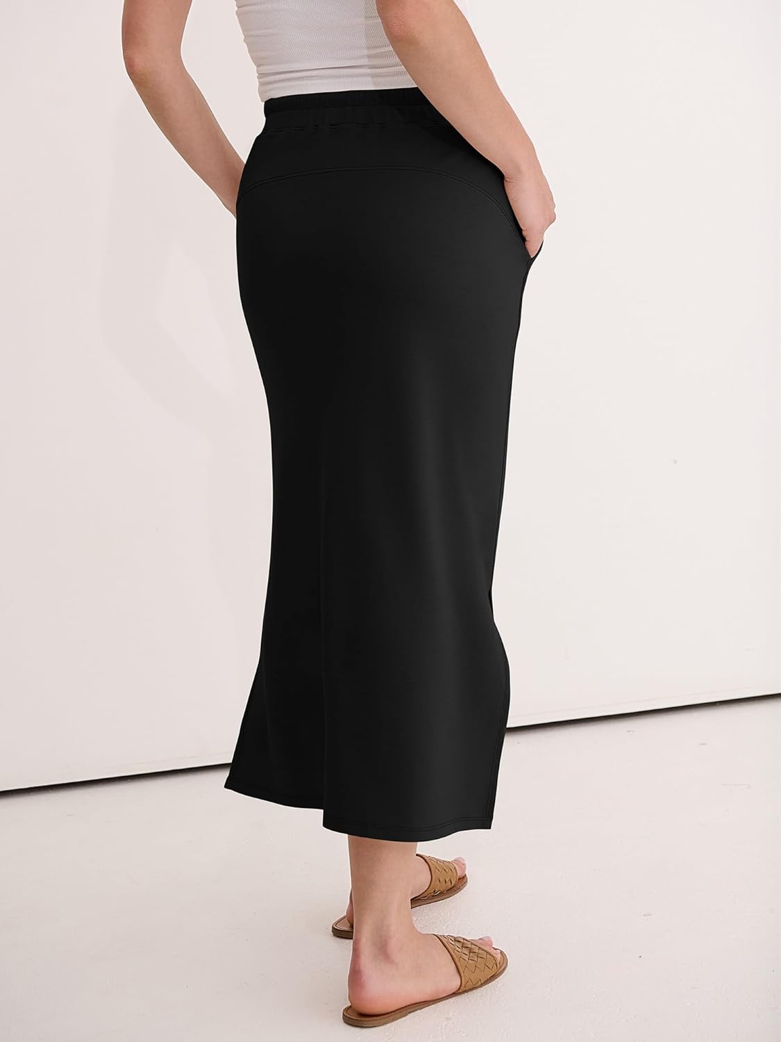 Jessa Jupe Maxi Femme – Jupe Longue Casual Chic avec Taille Réglable et Fentes Latérales