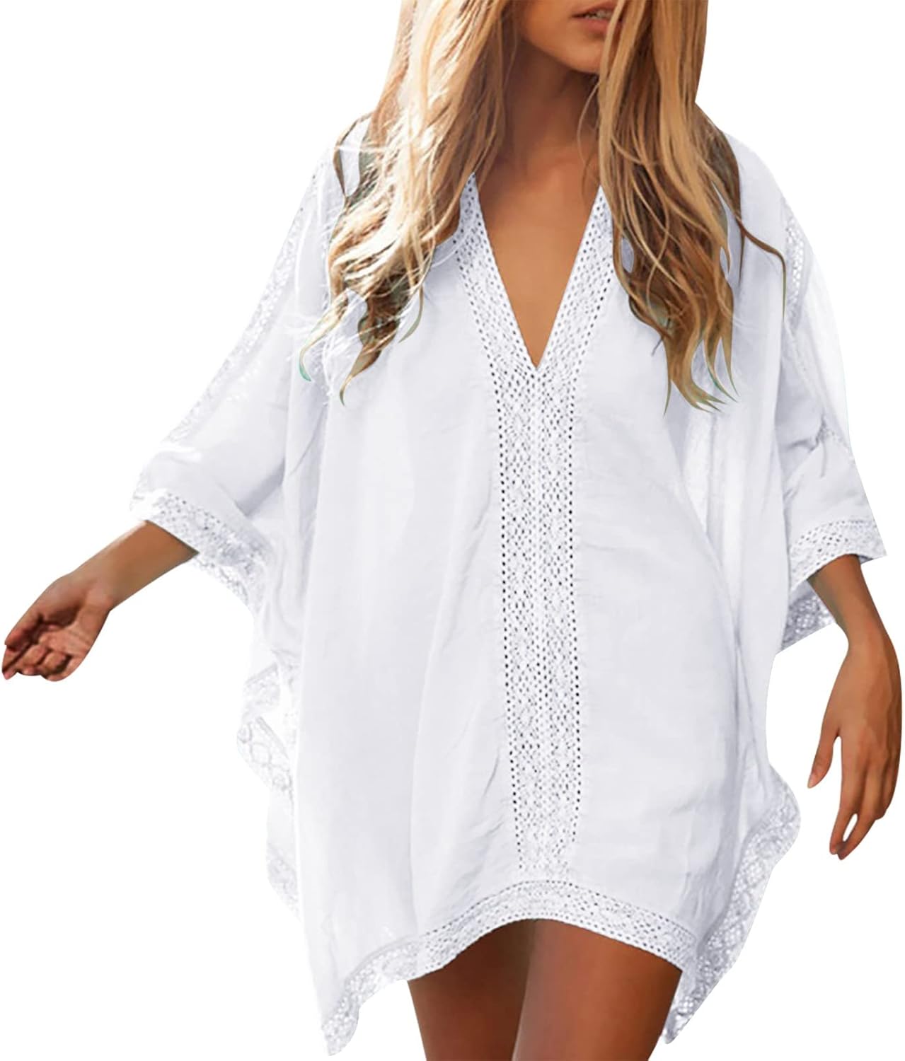 Nadia Maillot de bain femme – Kimono long bohème, paréo de plage, robe légère