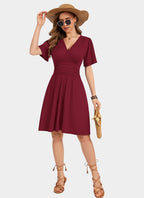 Aileen Abito Estivo Femme – Robe avec Col en V, Manches à Volants et Poches