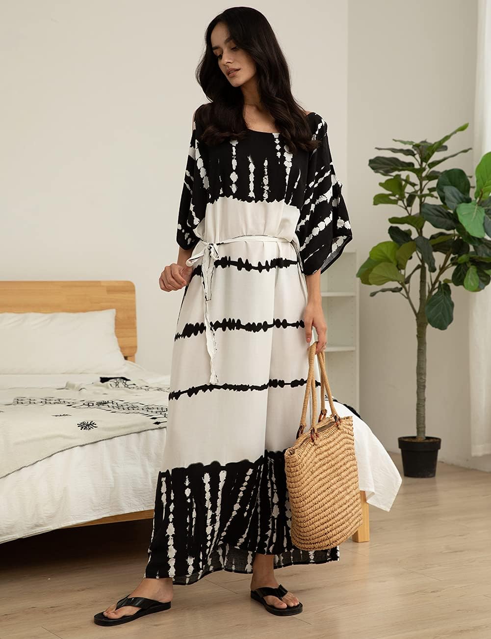 Layla Caftan de Plage Femme – Robe Caftan Longue Bohème Oversize d'Été