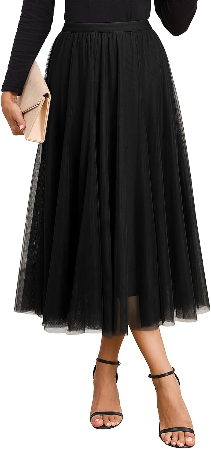 Gonna Cassy Donna – Gonna Midi in Tulle Elegante a Vita Alta