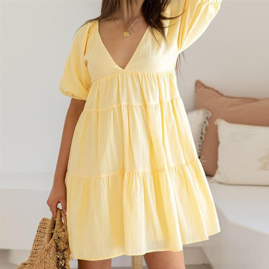 Haily Robe de Grossesse Mini – Col en V, Dentelle, Coupe A, Robe d'Été pour Femme Enceinte