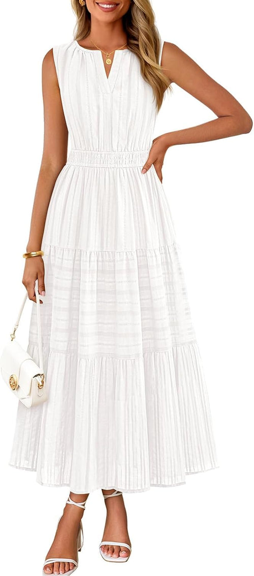 Vestido Maxi Boho para Mujer Alessia – Escote en V, Algodón, Corte A, Bolsillos, Veraniego
