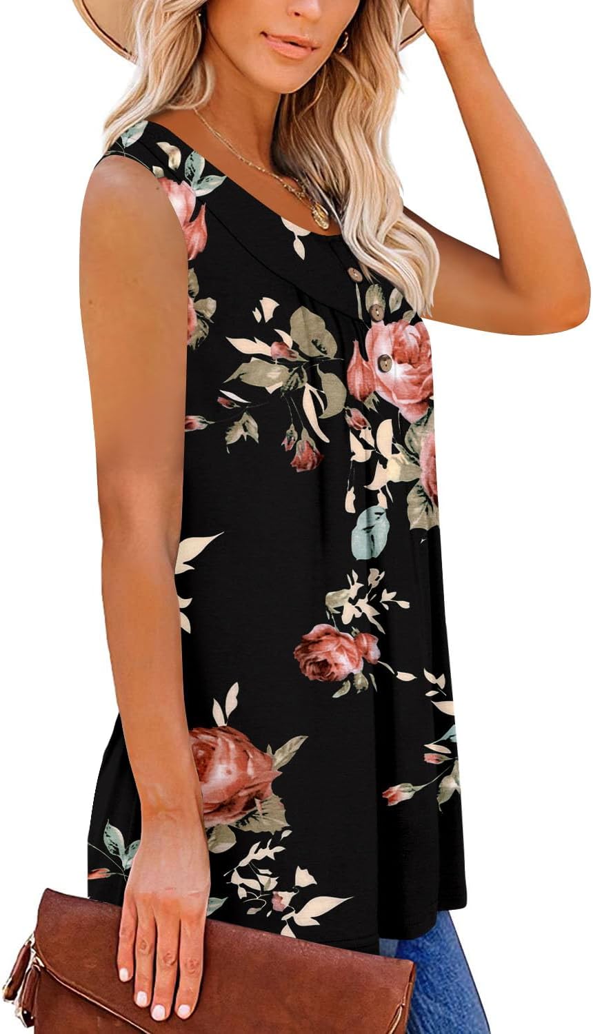 Giulia Top Donna – Canotta Scollo V, Bottoni Henley, Stile Flowy Casual