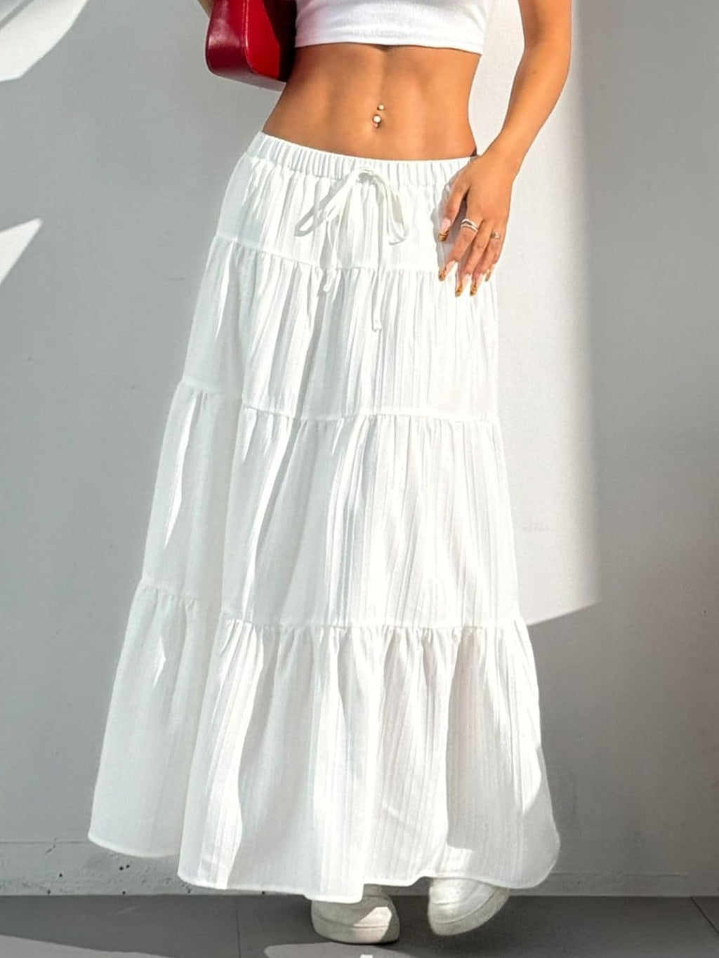 Falda larga maxi bohemia Isabella Gonna Donna – Falda larga con volantes y cintura elástica