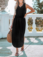 Camilla Robe Maxi de Plage Femme – Robe Élégante avec Fente et Taille Élastiquée