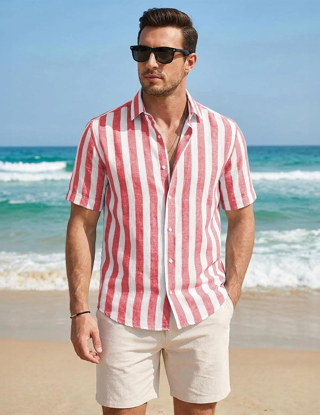 Chemise à rayures pour homme Luca – Chemise d'été décontractée à manches courtes