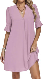 Skylar Robe Femme – Robe Chemise Col V, Poches, Ligne A Décontractée Élégante