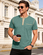 Camiseta Henley Matteo para Hombre – Camiseta Casual de Manga Corta con Botones
