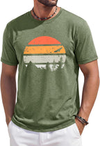T-shirt d'été Mario pour homme – T-shirt graphique vintage avec impression coucher de soleil