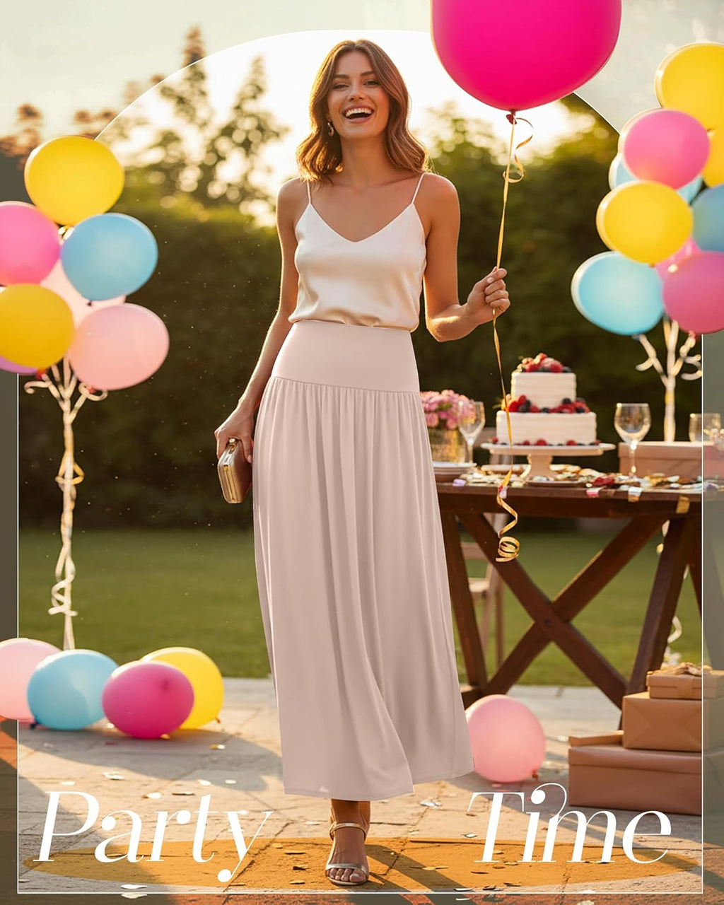 Ensemble Martina 3 Jupes Maxi Femme – Jupes Longues Plissées Taille Haute avec Poches