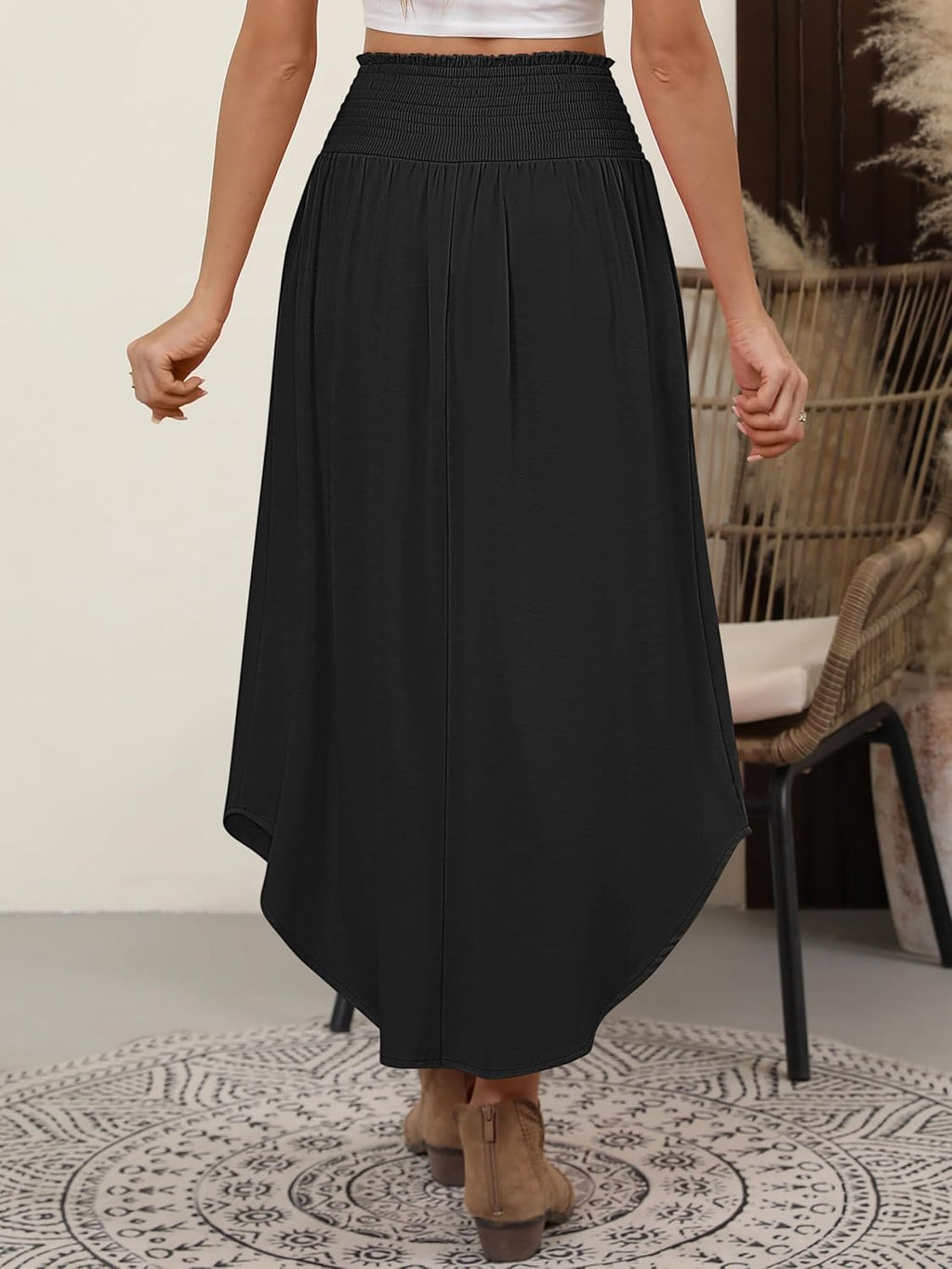 Falda Lulu Donna – Falda Maxi Boho Floral de Cintura Alta con Bolsillos