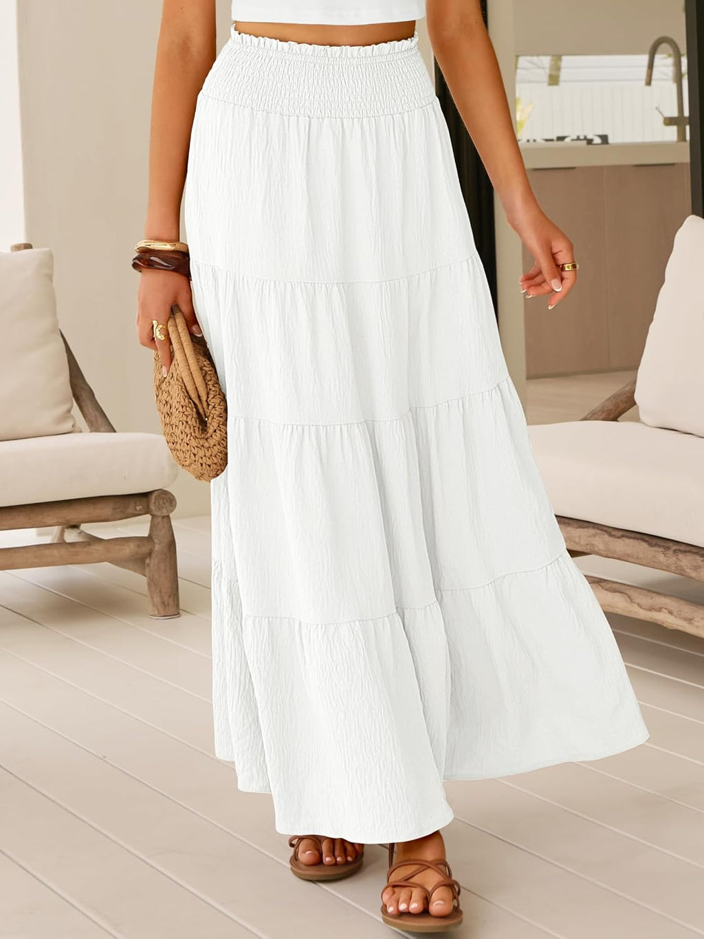 Valentina Jupe Maxi Femme Bohème – Jupe Longue Fluide Taille Haute avec Poches
