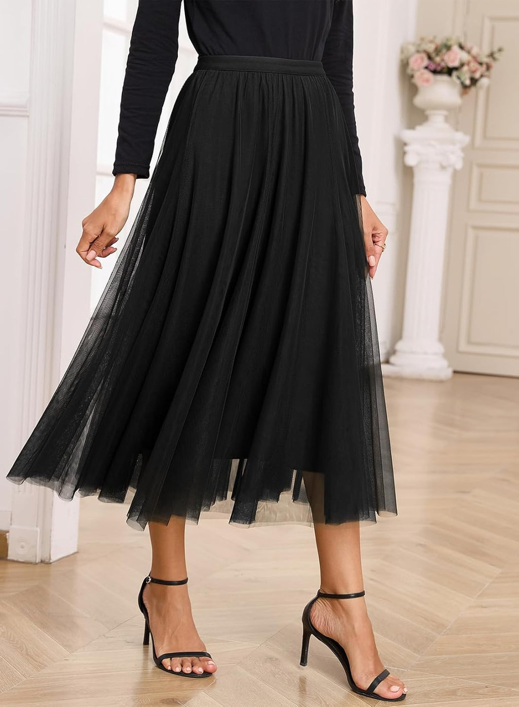 Gonna Cassy Donna – Gonna Midi in Tulle Elegante a Vita Alta