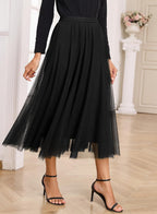 Gonna Cassy Donna – Gonna Midi in Tulle Elegante a Vita Alta